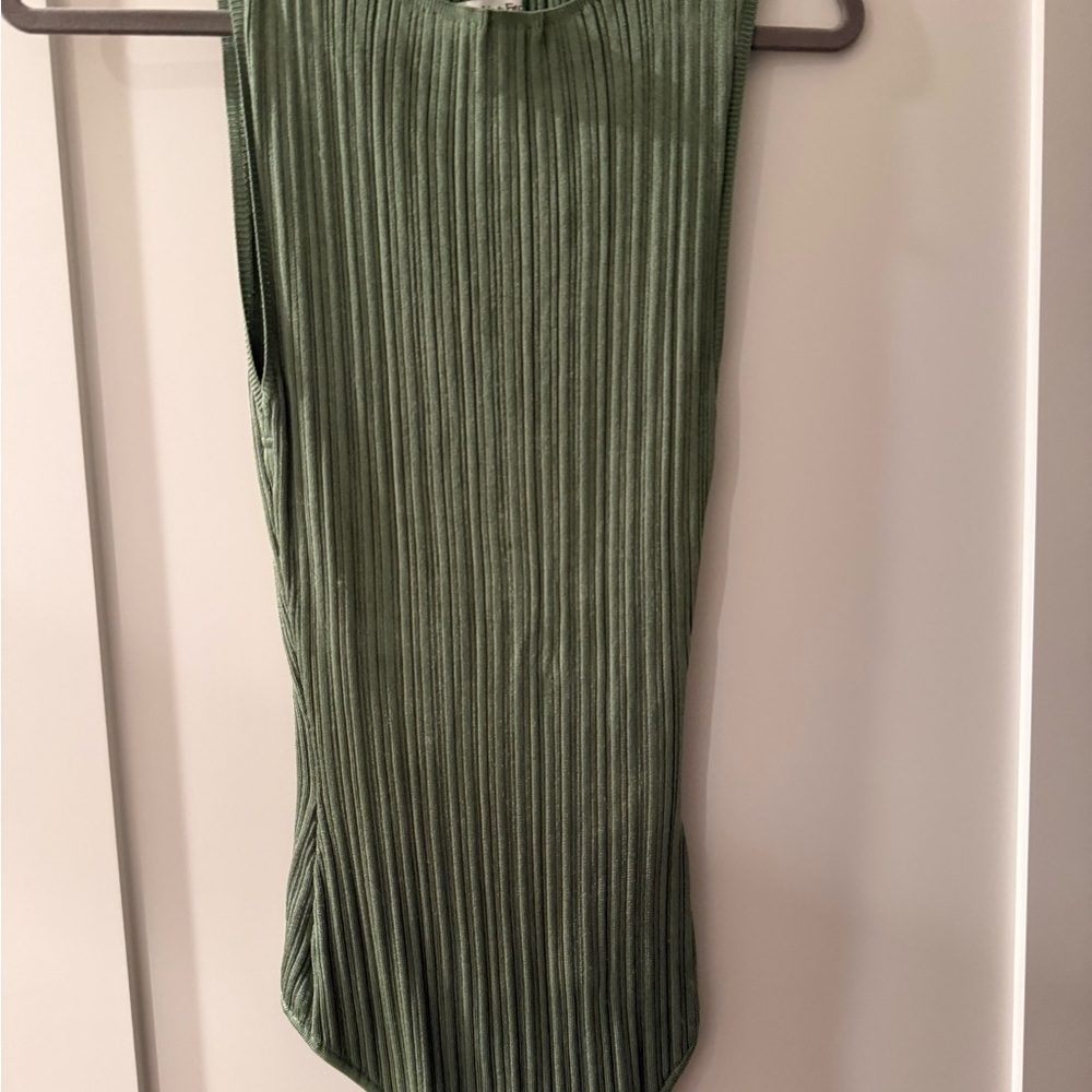 Abercrombie & Fitch Olive Green Ribbed Sleeveless Bodysuit Worn Once!